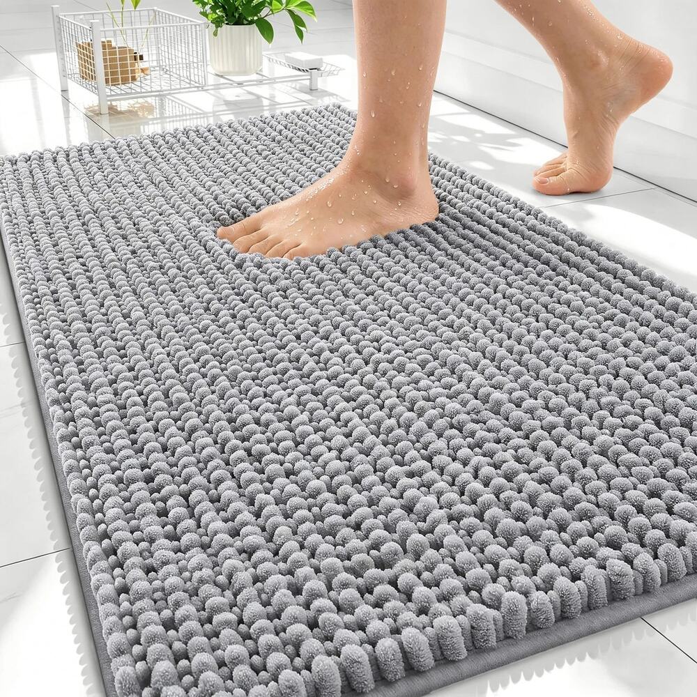 New Gray 30" x 20" Novelty 3D Tufting Chenille Bathroom Bath Rug